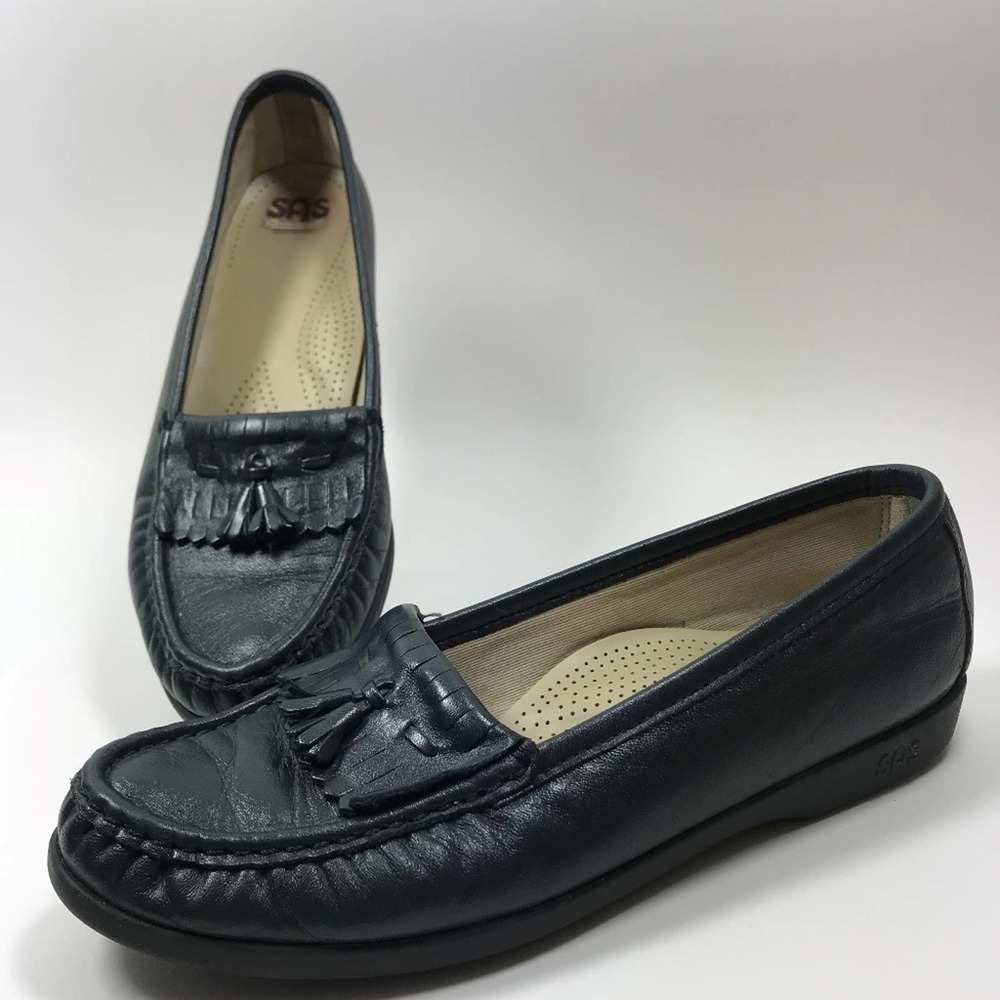 SAS Comfort Tassel Loafers Shoes Flats Moccasin Casual Slip On Navy 8.5